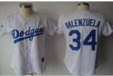 Los Angeles Dodgers #34 Valenzuela White With Blue Womens Jersey