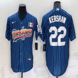 Nike Los Angeles Dodgers #22 Clayton Kershaw blue throwback majestic baseball Jerseys-BD 05