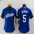 Women New Nike Los Angeles Dodgers #5 Corey Seager blue majestic baseball jersey