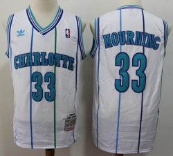 New Orleans Hornets #33 Alonzo Mourning White throwback Stitched NBA basketball jersey-S8