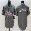 Nike Los Angeless Lakers blank Hemp grey baseball jerseys Joint name-BD 01