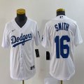 Youth Los Angeles Dodgers #16 Will Smith white majestic baseball Jersey