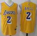 Nike NBA Lonzo Ball #2 Los Angeles Lakers yellow purple nba basketball Jersey