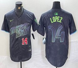 Nike Tampa Bay Rays #14 Lopez black majestic baseball jersey city version 02