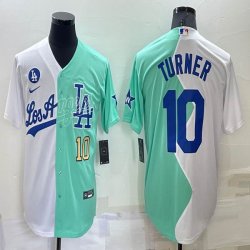 Nike Los Angeles Dodgers #10 Justin Turner green white splits majestic baseball Jerseys-BD 02