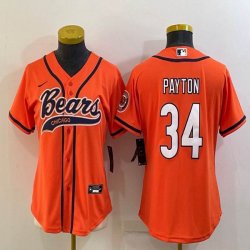 Youth Nike Chicago Bears #34 Walter Payton orange baseball jerseys Joint name-BD