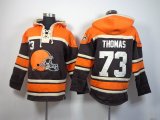 Cleveland Browns #73 Joe Thomas orange brown nfl Hooded Sweatshirt