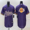 Nike Los Angeless Lakers blank purple baseball jerseys Joint name-BD 02