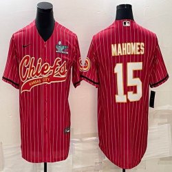 2023 NFL Super Bowl Nike Kansas City Chiefs #15 Patrick Mahomes red baseball jerseys Joint name-BD 01