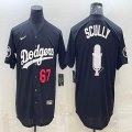 Los Angeles Dodgers #67 Honor Vin Scully black Throwback baseball Jerseys-BD 03