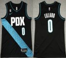 Nike Portland Trail Blazers #0 Damian Lillard black Basketball Jerseys city version-XD