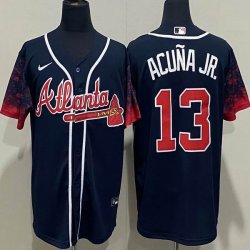 Nike Atlanta Braves #13 Ronald Acuna Jr. dark blue new majestic baseball jersey-WL