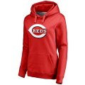 Cincinnati Reds Women's Team Color Primary Logo Pullover Hoodie - Red