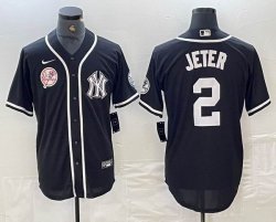 Nike New York Yankees #2 Derek Jeter black majestic baseball Jersey Joint name -BD 03