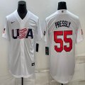 2023 world cup #55 Ryan pressly white usa majestic baseball jerseys 07