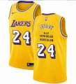 Custom Nike Los Angeless Lakers #24 Kobe Bryant yellow basketball Jersey Commemorative