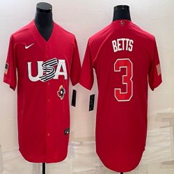 2023 World Cup #3 Mookie Betts red USA majestic baseball jerseys 10