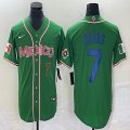 2023 World Cup Mexico #7 Julio Urias green red majestic baseball jerseys 164