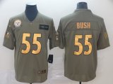 Pittsburgh Steelers #55 Devin Bush green gold Nike Olive 2019 Salute to Service Game Jersey