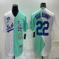 Nike Los Angeles Dodgers #22 Clayton Kershaw green white splits majestic baseball Jerseys-BD 04