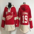 Detroit Red Wings Steve Yzerman 19 red beige NHL Hooded Sweatshirt C patch