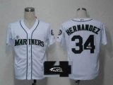 Seattle Mariners 34 Hernandez white mlb signature jerseys