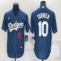 Nike New Nike Los Angeles Dodgers #10 Justin Turner blue throwback majestic baseball jerseys 01