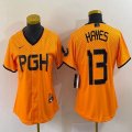 Womne Nike Pittsburgh Pirates #13 Ke'Bryan Hayes gold majestic baseball jerseys city version