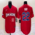 2023 World Cup Dominican Republic's #22 Juan Soto red majestic baseball jerseys 02