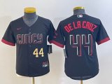 Women Nike Cincinnati Reds Elly De La Cruz black majestic baseball jerseys Joint name-BD 04