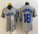 Youth Nike Los Angeles Dodgers #18 Yoshinobu Yamamoto gray majestic baseball jerseys 05