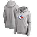 Toronto Blue Jays Women's Plus Sizes Primary Team Logo Pullover Hoodie - Ash