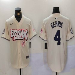 Nike New York Yankees #4 Lou Gehrig beige majestic baseball Jersey Joint name 01