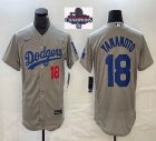 2024 World Series Champions Nike Los Angeles Dodgers #18 Yoshinobu Yamamoto gray Flexbase Authentic Collection Jersey