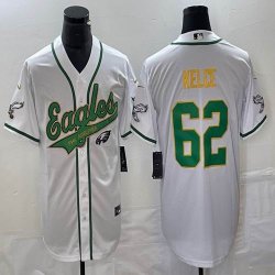 Nike Eagles #62 Jason Kelce white baseball jerseys Joint name-BD 02