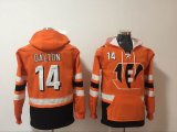 Cincinnati Bengals #14 Andy Dalton orange nfl Hooded Sweatshirt