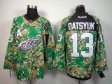 reebok Detroit Red Wings #13 Pavel Datsyuk green camo NHL Jersey