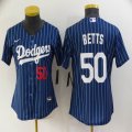 Women Nike Los Angeles Dodgers #50 Mookie Betts blue majestic baseball Jersey-BD