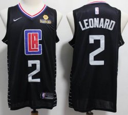 Los Angeles Clippers #2 Kawhi Leonard black nike nba jerseys with Sponsor patch-S8