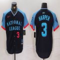 National League #3 Bryce Harper Nike Navy 2024 MLB All-Star Game Limited Player Jersey 02