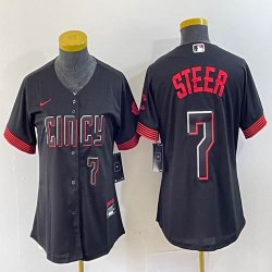 Women Nike Cincinnati Reds #7 Steer black majestic baseball jerseys -BD 03