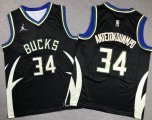 Youth Jordan Milwaukee Bucks 34# Giannis Antetokounmpo black nba basketball Jersey