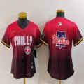 Women Nike Philadelphia Phillies blank red majestic baseball jersey city version 05