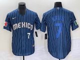 2023 World Cup Mexico #7 Julio Urias blue majestic baseball jerseys 62