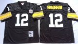 Pittsburgh Steelers 12# Terry Bradshaw black Throwback NFL Jersey