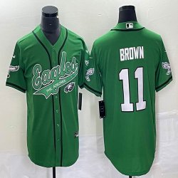 Nike Eagles #11 Carson A.J. Brown green baseball jerseys Joint name-BD 03