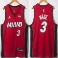 Jordan Logo Miami Heat #3 Dwyane Wade red nba basketball jerseys 75th-XD