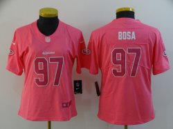 Women 49ers #97 Nick Bosa nike pink Color Rush Limited Jersey-BD