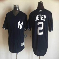 New York Yankees #2 Derek Jeter dark blue majestic baseball Jerseys