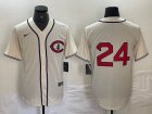 Nike Cincinnati Reds #24 beige throwback mlb jerseys-BD